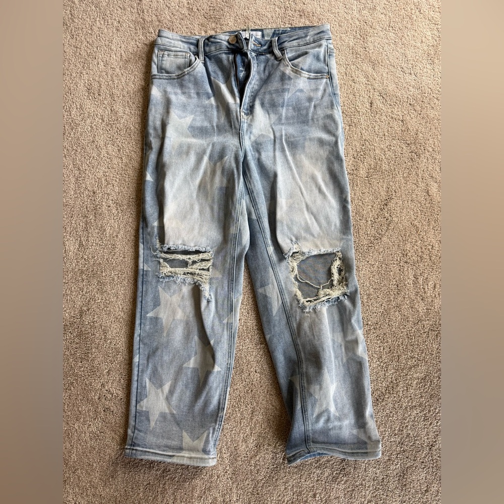 Risen Jeans High Rise Distressed Star Jeans